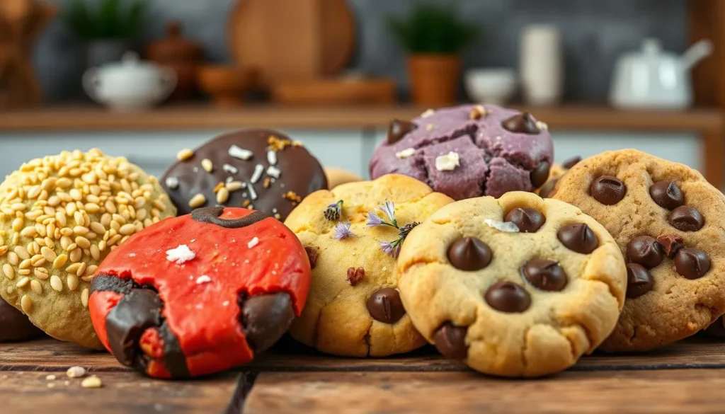 A variety of unique cookie mix-ins, including bacon, maple syrup, and lavender.