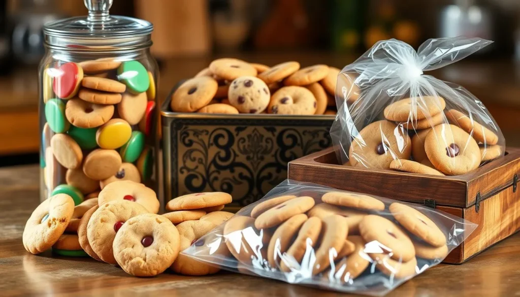 Cookies stored in airtight containers to maintain freshness.