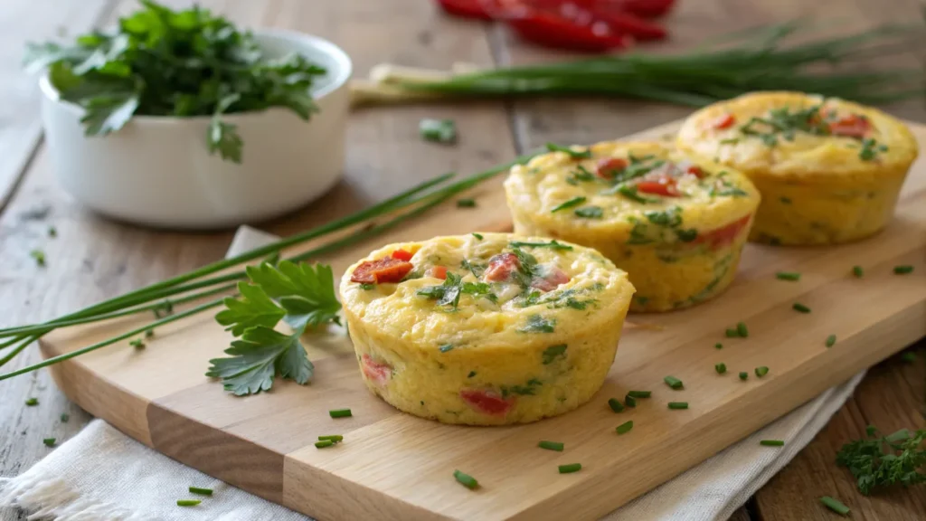 Keto egg muffins garnished with fresh parsley