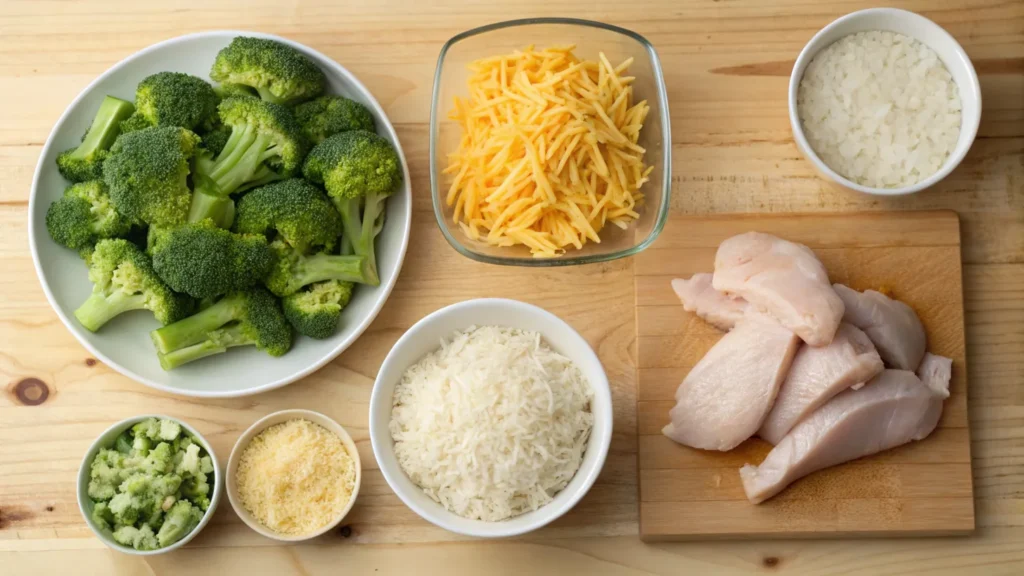 Ingredients for Chicken Broccoli Rice Casserole Recipe