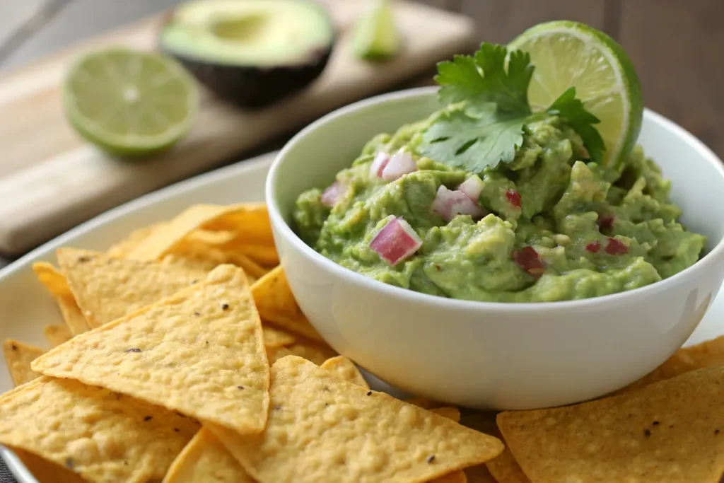 The best 4 ingredient guacamole recipe with fresh avocados.