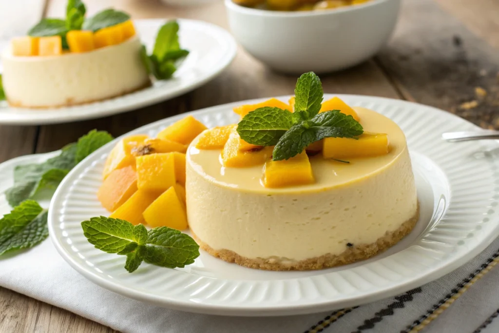 Classic mango pudding with diced mango and condensed milk Mango dessert recipes