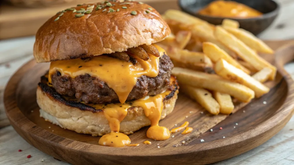 Smash burger with homemade smash burger sauce.