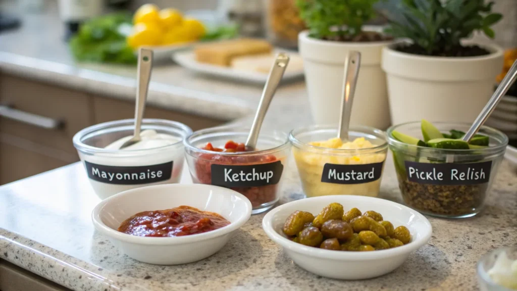Ingredients for making homemade smash burger sauce recipe.