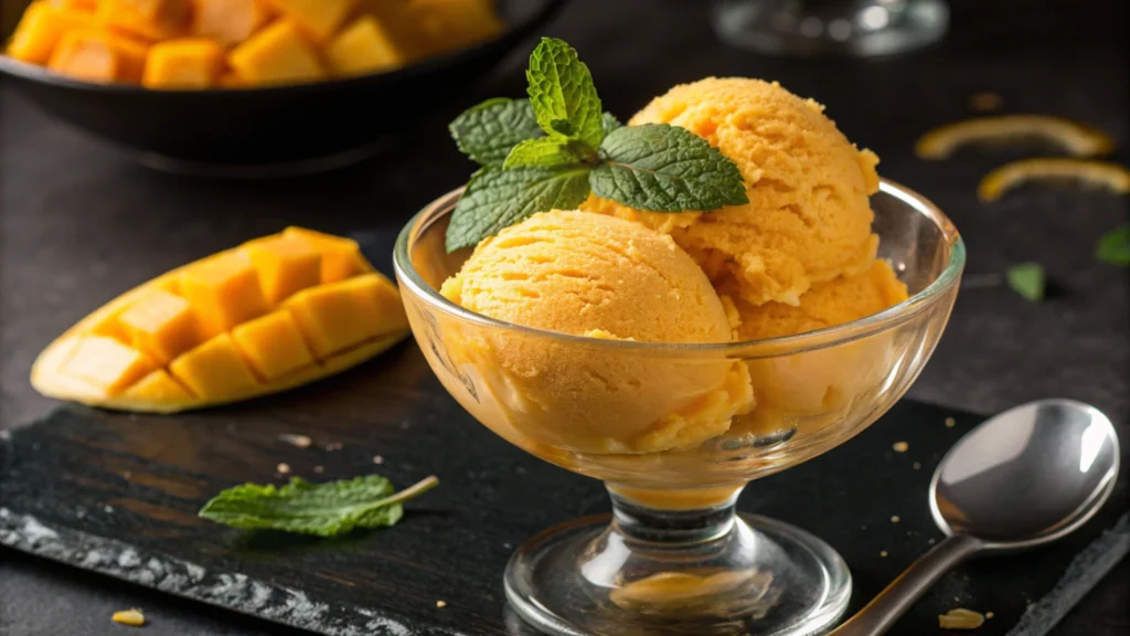 Dairy-free mango sorbet for Passover