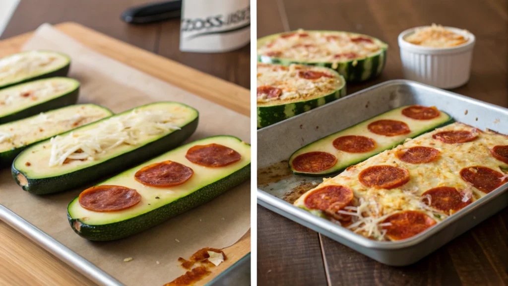 Step-by-step guide to making zucchini pizza bites at home.