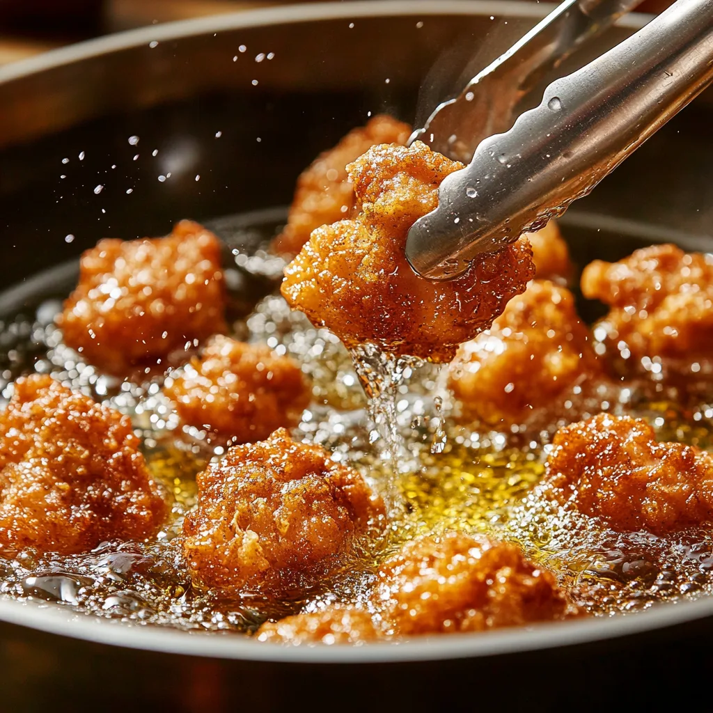 Golden fried chicken pieces for honey chilli chicken