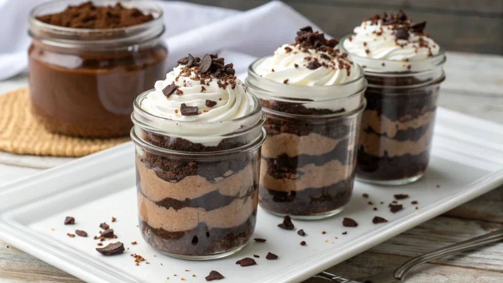 Single-Serving Chocolate Trifle Desserts in Jars