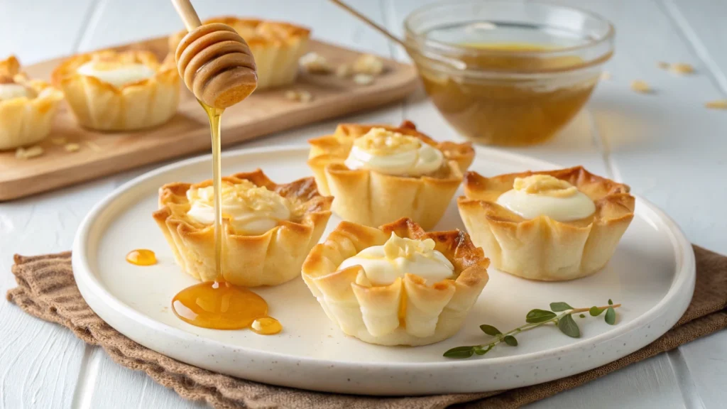 Mini cheesecake bites wrapped in phyllo dough